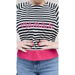 VIA MADE soft wrap shirt - black-white-pink