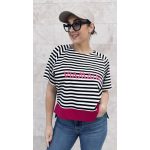 VIA MADE soft wrap shirt - black-white-pink