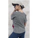 VIA MADE soft wrap shirt - black-white-pink