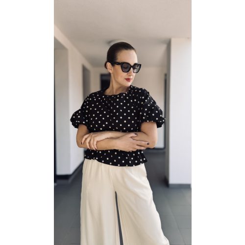 VIA polka dot felső - fekete