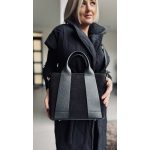 VIA mixed tote bag - fekete velúr