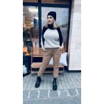 VIA faux leather jogger nadrág - bézs 