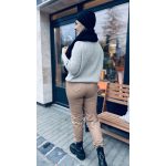 VIA faux leather jogger nadrág - bézs 