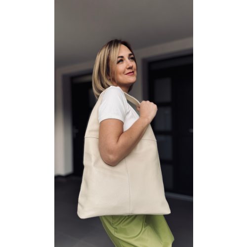 VIA soft ivory shopper bag