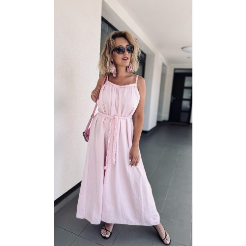 VIA braided maxi ruha - rózsaszín