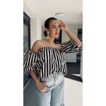 VIA gelato striped blouse - fekete-bézs csíkos