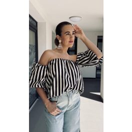 VIA gelato striped blouse - fekete-bézs csíkos