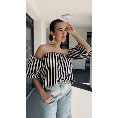 VIA gelato striped blouse - fekete-bézs csíkos