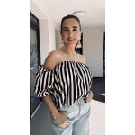 VIA gelato striped blouse - fekete-bézs csíkos