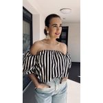 VIA gelato striped blouse - fekete-bézs csíkos