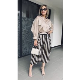 VIA riviera stripe nadrág - bézs-fekete csíkos