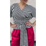 VIA MADE soft wrap kimono - black-white