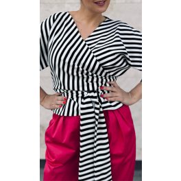 VIA MADE soft wrap kimono - black-white