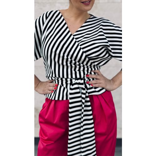 VIA MADE soft wrap kimono - black-white